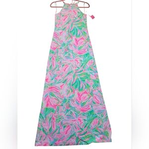 Lilly Pulitzer Pink and Green Leaf Pattern Dress